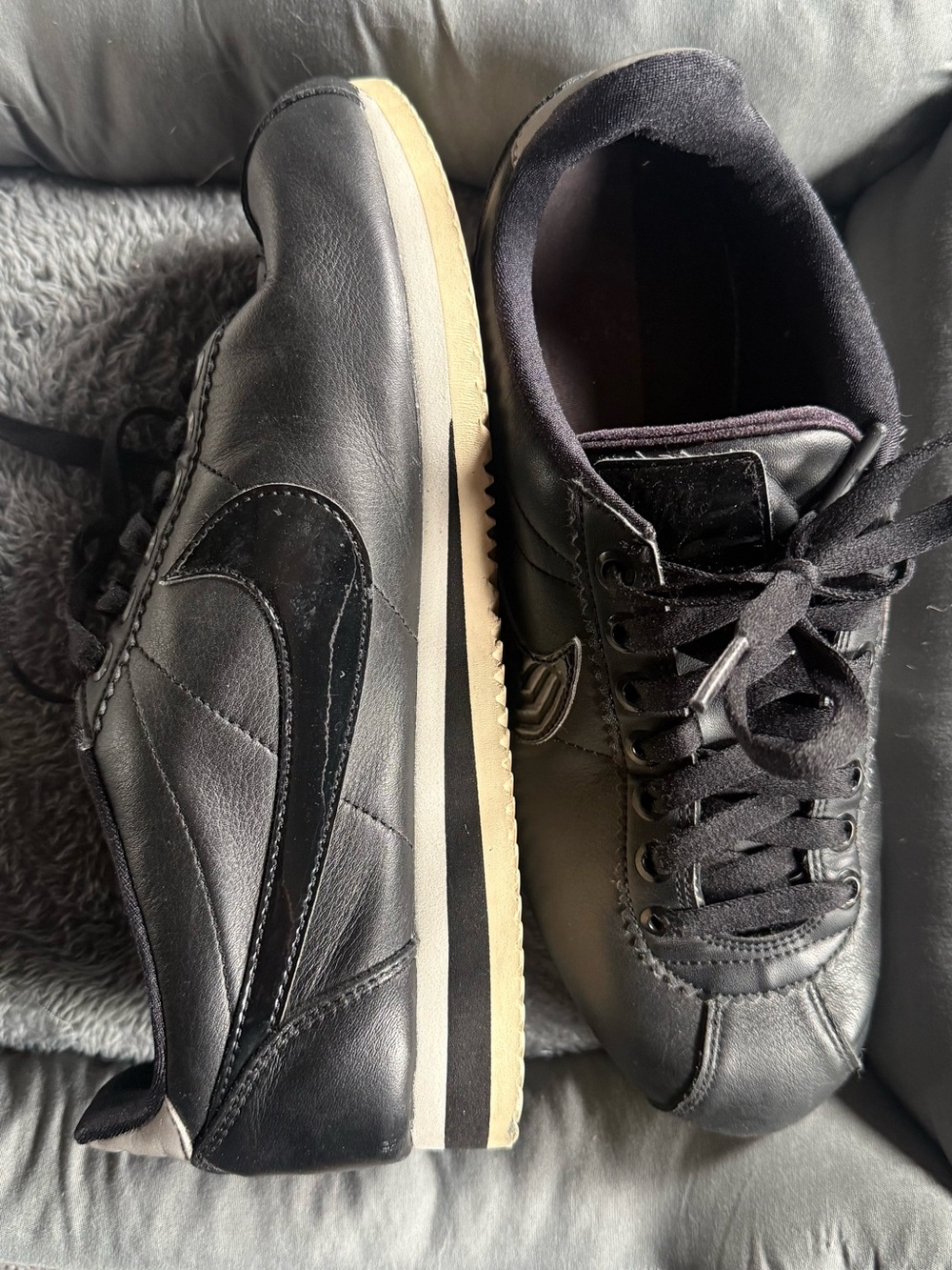 Nike Black Leather Sneakers with Cream Accent